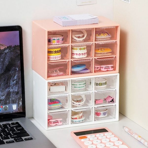Transparent Desktop Small Objects Compartment Drawer Organizer Hair Accessories Storage Case, Color: 9 Grids White - Image 6