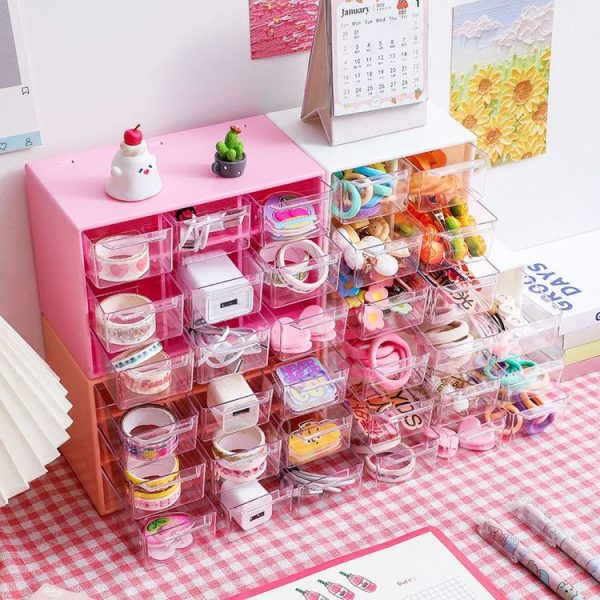Transparent Desktop Small Objects Compartment Drawer Organizer Hair Accessories Storage Case, Color: 9 Grids White - Image 7