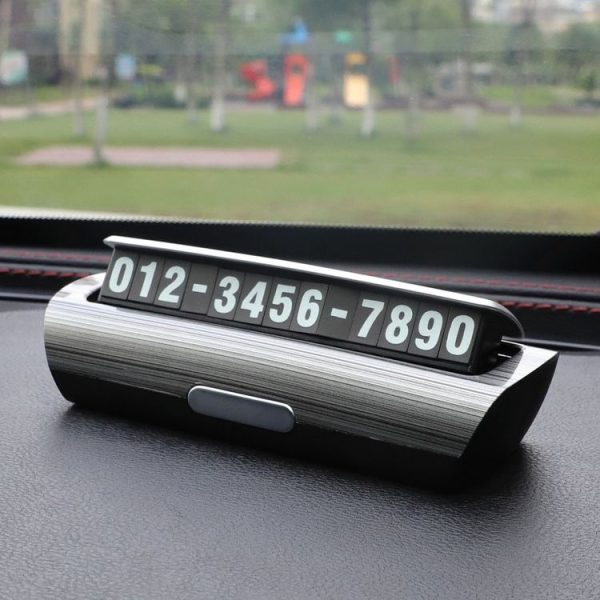 Hidden Luminous Temporary Parking Sign With Car Number, Color: Silver
