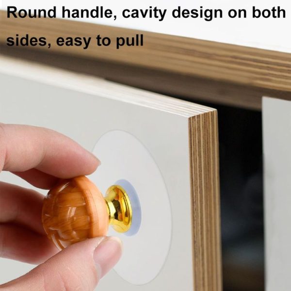 Hole-free Wardrobe Handles Drawer Glass Door Adhesive Household Round Handle, Spec: A - Image 6