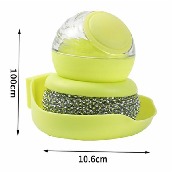 Kitchen Press Stain Removal Brush With Soap Dispenser Descaling Cleaning Pot Brush (Grey) - Image 2