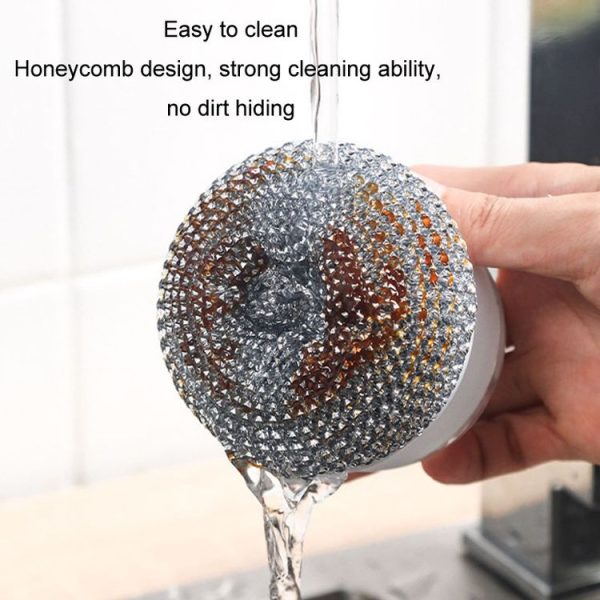 Kitchen Press Stain Removal Brush With Soap Dispenser Descaling Cleaning Pot Brush (Grey) - Image 5