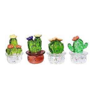 Mini Simulated Cactus Car Navigator Rearview Mirror Ornaments Decoration (4pcs / Set)