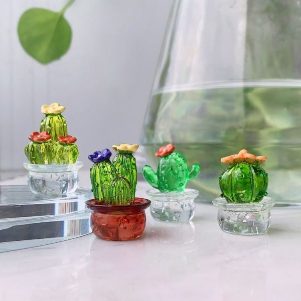 Mini Simulated Cactus Car Navigator Rearview Mirror Ornaments Decoration (4pcs / Set) - Image 7