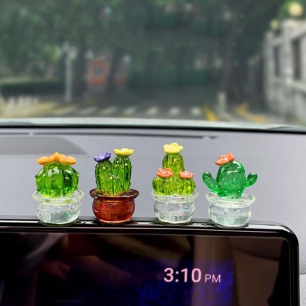 Mini Simulated Cactus Car Navigator Rearview Mirror Ornaments Decoration (4pcs / Set) - Image 9