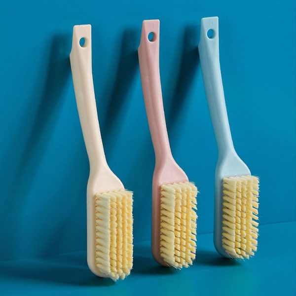 Household Long Handle Shoe Brush Hangable Multi-functional Soft Bristle Cleaning Brush (Pink) - Image 2