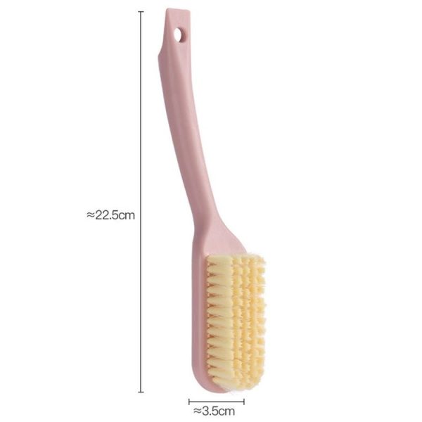 Household Long Handle Shoe Brush Hangable Multi-functional Soft Bristle Cleaning Brush (Pink) - Image 3