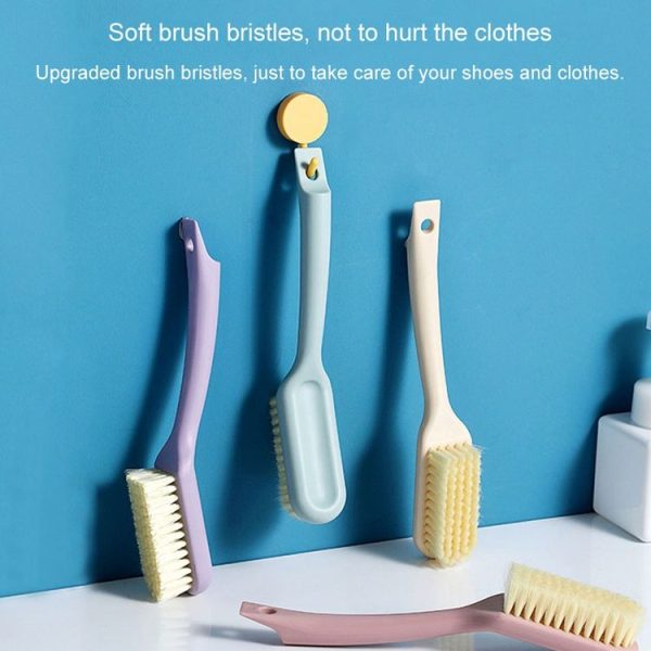 Household Long Handle Shoe Brush Hangable Multi-functional Soft Bristle Cleaning Brush (Pink) - Image 4