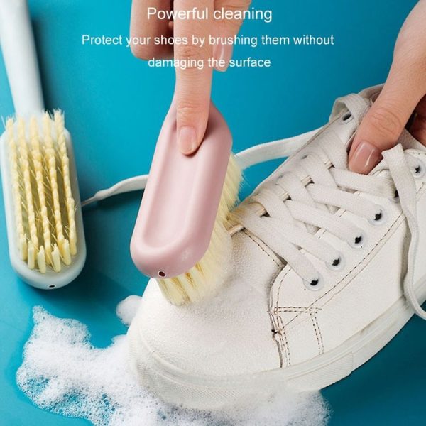 Household Long Handle Shoe Brush Hangable Multi-functional Soft Bristle Cleaning Brush (Pink) - Image 7