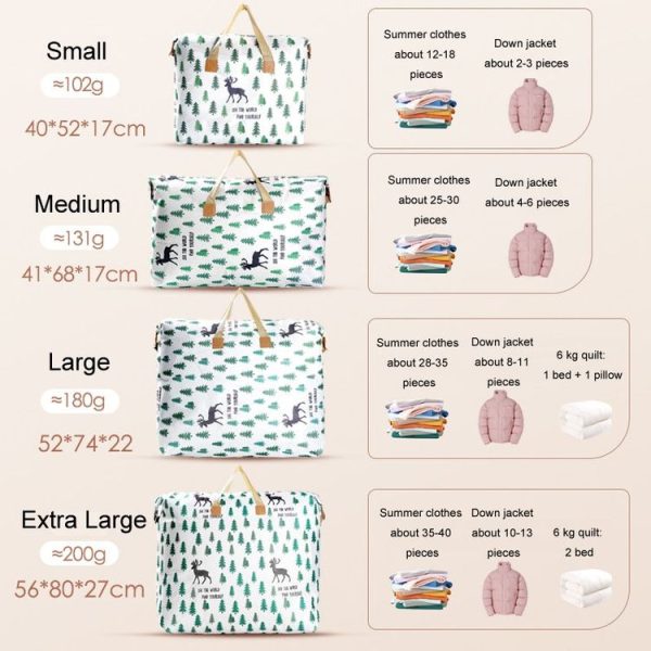 Clothes Quilt Storage Bag Large Capacity Waterproof Moistureproof Moving Luggage Bag, Style: 35L Small Elk - Image 6