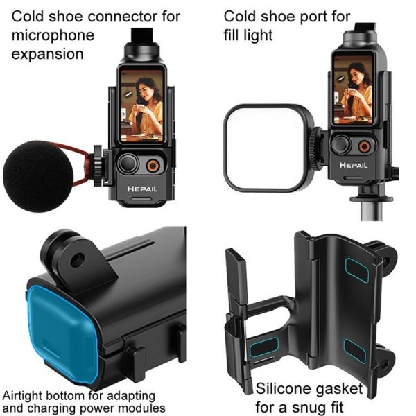 DJI Osmo Pocket 3 HEPAIL Extended Adapter Protective Bezel Extension Handle Cold Shoe Adapter Bracket - Image 5