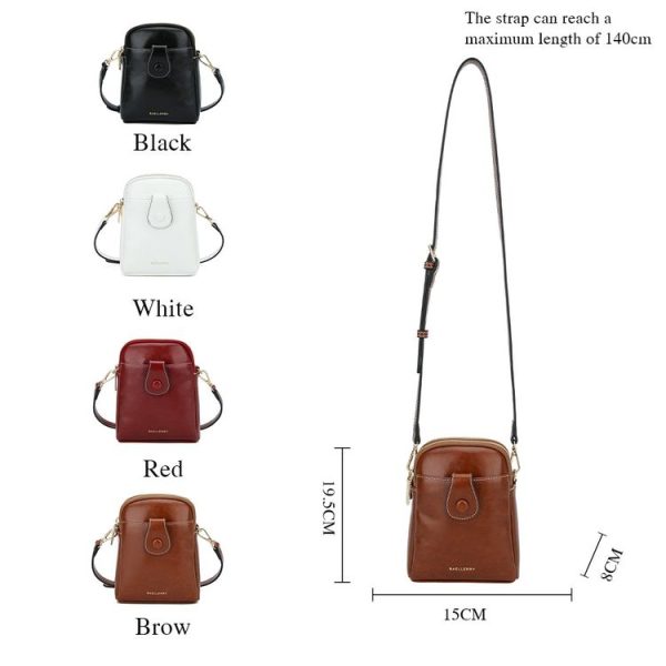 Baellerry N8925 Oil Wax Leather Double Zipper Mobile Phone Bag Shoulder Crossbody Coin Purse (White) - Image 3
