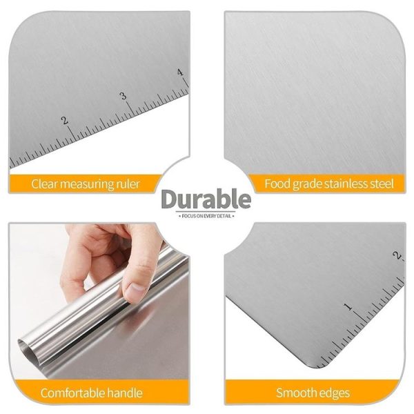 Kitchen Stainless Steel Noodle Scraper Flour Scooper With Scale - Image 3