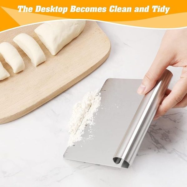 Kitchen Stainless Steel Noodle Scraper Flour Scooper With Scale - Image 4