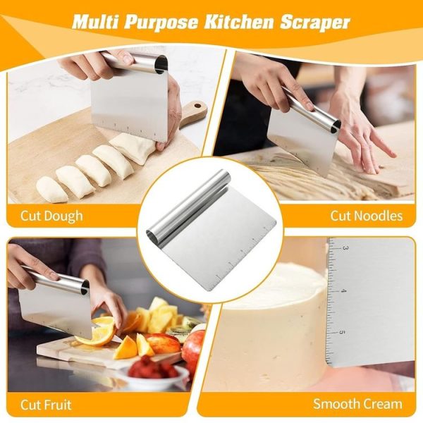 Kitchen Stainless Steel Noodle Scraper Flour Scooper With Scale - Image 5