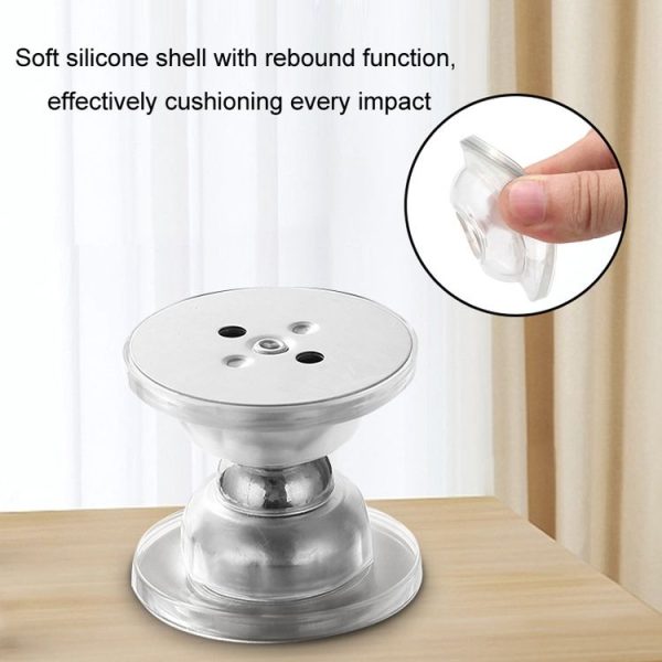 No Punching Silicone Household Strong Magnetic Silent Anti-collision Door Stopper (Transparent) - Image 6