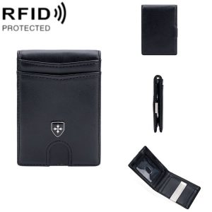 Baellerry RFID Anti-Theft Multi-Card Slot Contrasting Color Wallet Card Holder (Black)