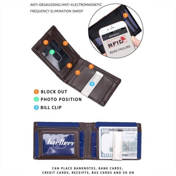 Baellerry RFID Anti-Theft Multi-Card Slot Contrasting Color Wallet Card Holder (Black) - Image 4