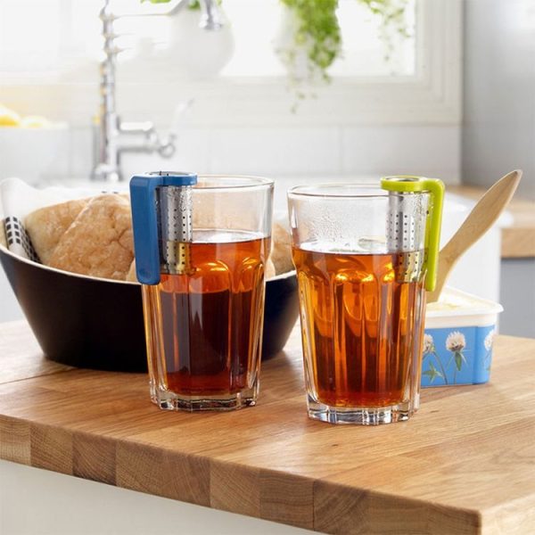 Household Stainless Steel Tea Strainer Simple And Portable Tea Filter (Green) - Image 2