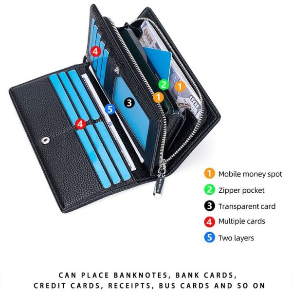 Baellerry S1240 Lychee Pattern Business Casual Zipper Long Wallet Multi-card Slot Clutch Bag (Black) - Image 4
