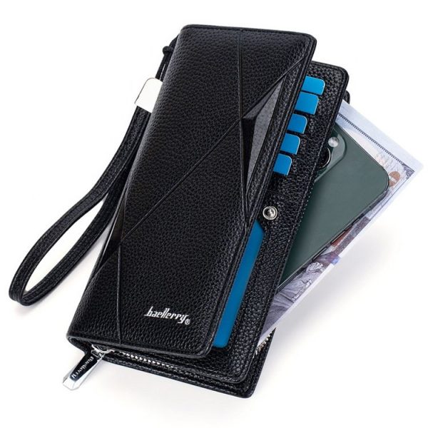 Baellerry S1240 Lychee Pattern Business Casual Zipper Long Wallet Multi-card Slot Clutch Bag (Black) - Image 8