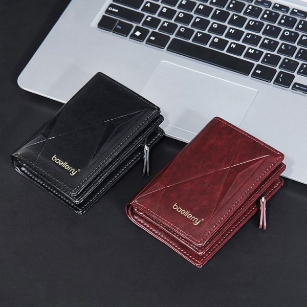 Baellerry D3213 Retro Leather Short Wallet Multi-card Slot Zipper Card Holder (Black) - Image 7
