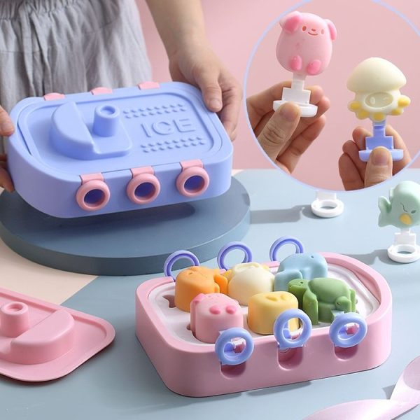 Boat Shape Cartoon Silicone Ice Mold DIY Ice Cream Popsicle Molds (Blue) - Image 10