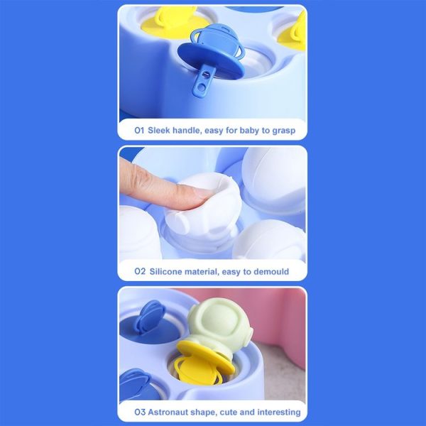 Astronaut Silicone Ice Mold Homemade DIY Popsicle Ice Cream Cartoon Mold (Blue) - Image 4