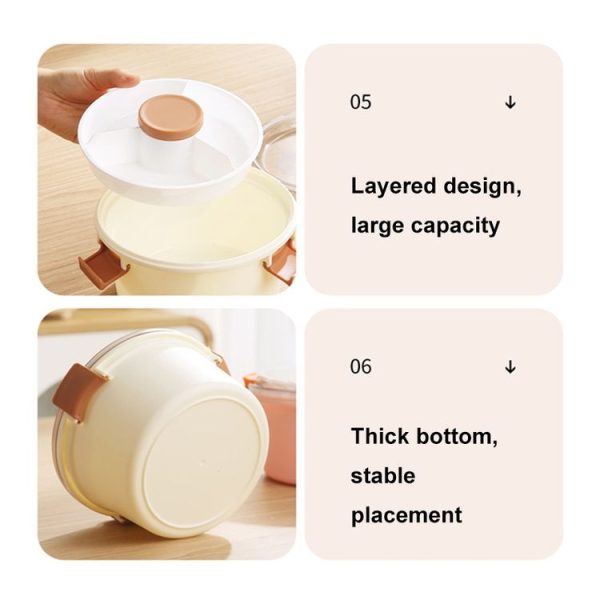 1100ml Cartoon Round Microwaveable Bento Box Outdoor Student Lunch Box (Beauty Pink) - Image 5