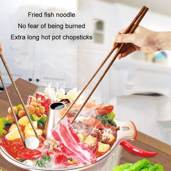 32cm Wooden Extra Long Chopsticks Household Anti-scald Non-slip Chopsticks For Hotpot Frying - Image 4