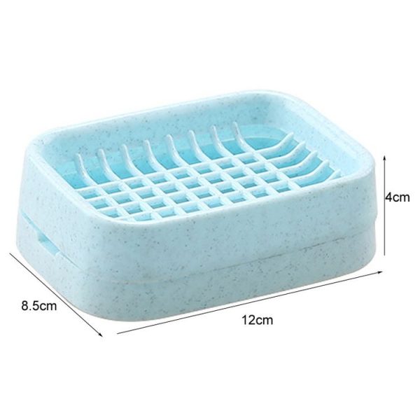 Bathroom Drainage Dual Layer Soap Box Plastic Put Soap Holder (Blue Green) - Image 2