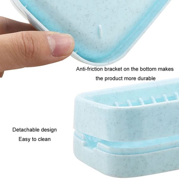 Bathroom Drainage Dual Layer Soap Box Plastic Put Soap Holder (Blue Green) - Image 3