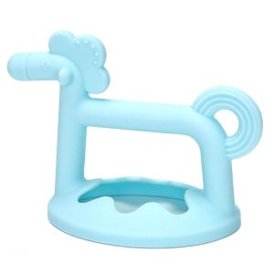 Silicone Baby Teether Anti-Eating Hand Bracelets Baby Teething Stick Toy, Color: Pony Blue