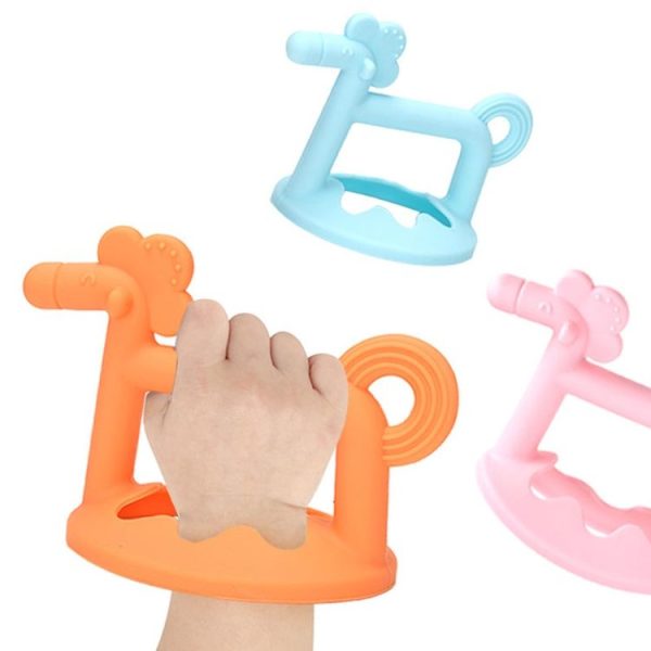 Silicone Baby Teether Anti-Eating Hand Bracelets Baby Teething Stick Toy, Color: Pony Blue - Image 2