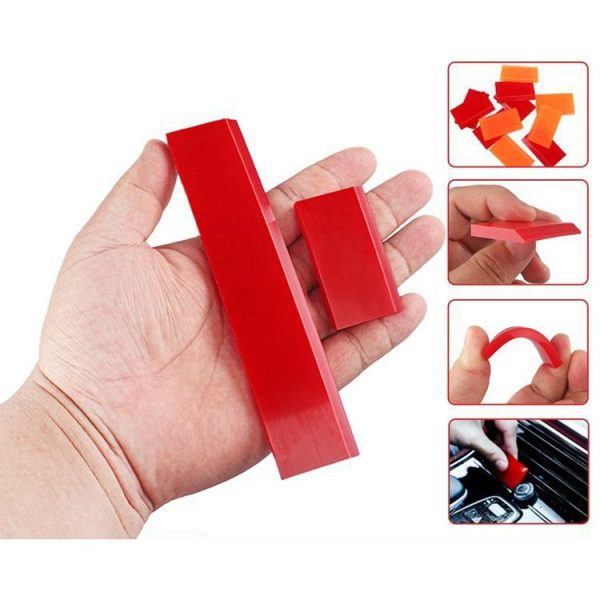 4pcs Car Cleaning Glass Water Film Soft Rubber Scraper, Color: Short Red - Image 5