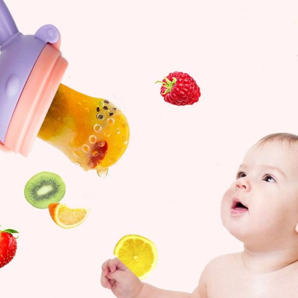 Baby Pacifier Fruit Vegetable Auxiliary Feeder Cute Deer Fruit Bite Pouch Teething Stick, Color: Blue - Image 2