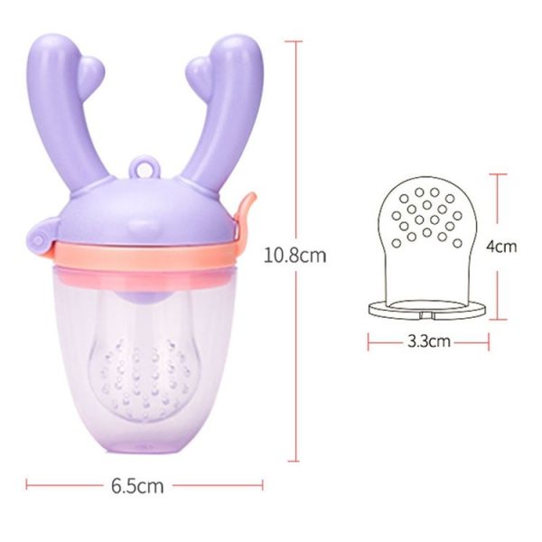 Baby Pacifier Fruit Vegetable Auxiliary Feeder Cute Deer Fruit Bite Pouch Teething Stick, Color: Blue - Image 4
