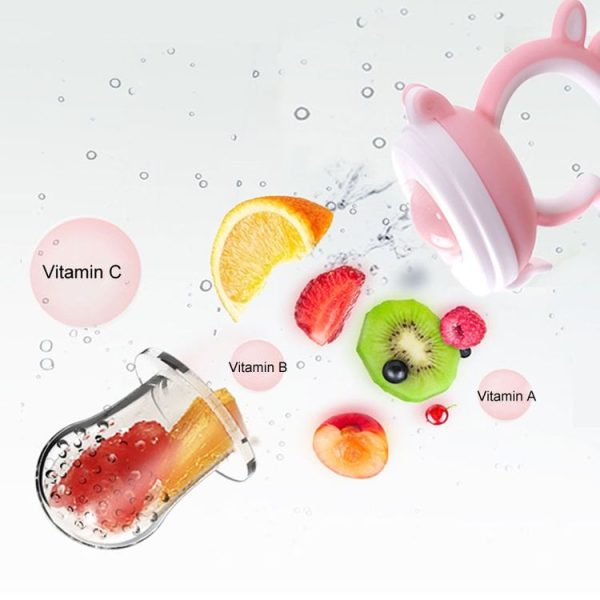 Baby Pacifier Fruit Vegetable Auxiliary Feeder Cute Deer Fruit Bite Pouch Teething Stick, Color: Blue - Image 5