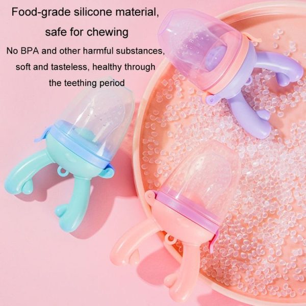 Baby Pacifier Fruit Vegetable Auxiliary Feeder Cute Deer Fruit Bite Pouch Teething Stick, Color: Blue - Image 6