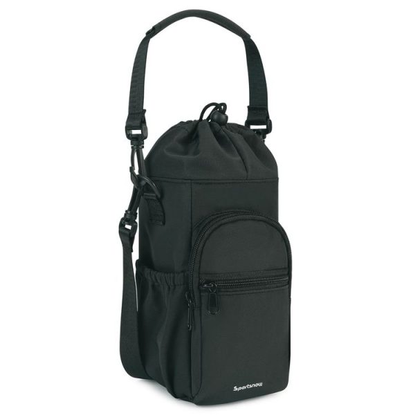 Water Bottle Holder With Strap Cross Body Sling Bag For Within 40oz Cup (Black)