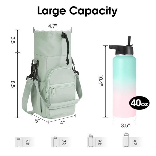 Water Bottle Holder With Strap Cross Body Sling Bag For Within 40oz Cup (Black) - Image 3