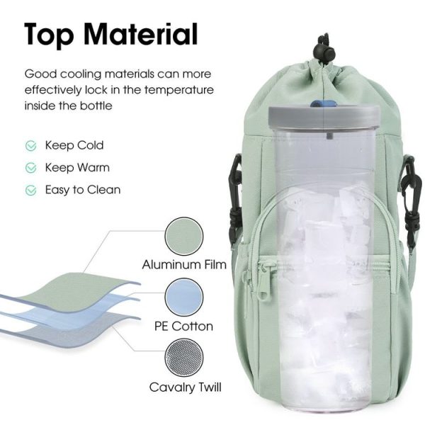 Water Bottle Holder With Strap Cross Body Sling Bag For Within 40oz Cup (Black) - Image 5