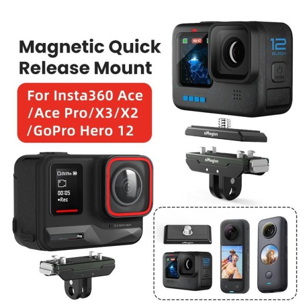 AMagisn Metal Magnetic Quick Release + Top Cover, For Insta360 Ace / Ace Pro / X3 / X2 / GoPro HERO12 Black - Image 2