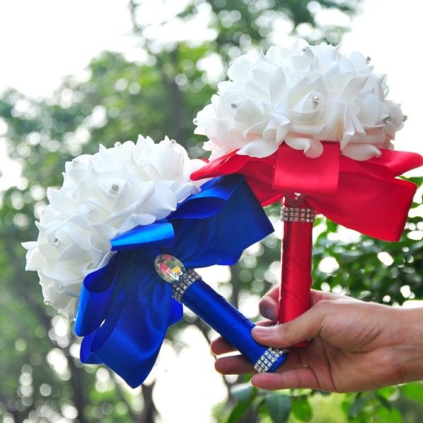 Wedding Bridal Hand Bouquet Simulation Flower Bouquet Wedding Supplies (Sapphire Blue) - Image 3