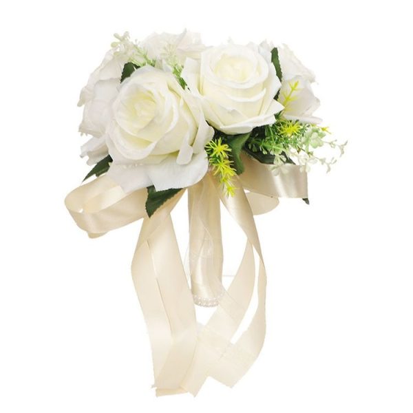 Bridal Hand Bouquet Wedding Supplies Simulation Wedding Decorative Flowers (White)