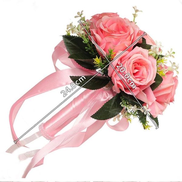 Bridal Hand Bouquet Wedding Supplies Simulation Wedding Decorative Flowers (White) - Image 3