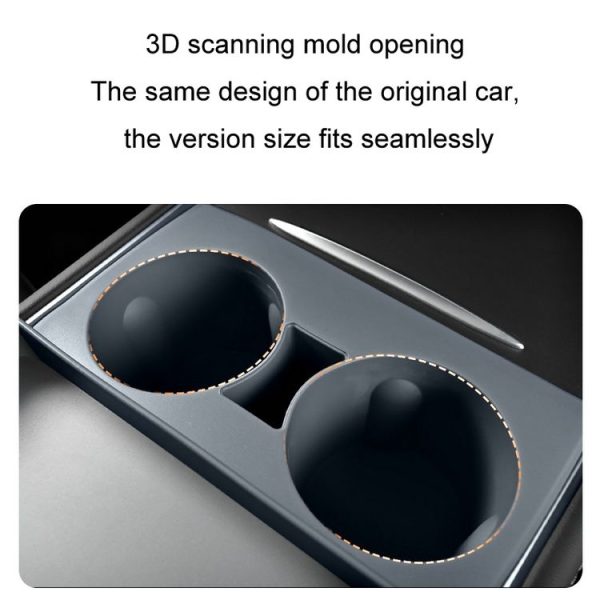 Tesla Model3 / Y Central Water Cup Limiter Silicone Coaster (Black) - Image 4