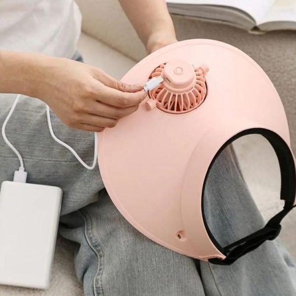Summer Outdoor Sun Protection Adjustable Rotating Fan Sun Hat (White) - Image 10