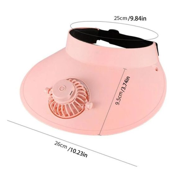 Summer Outdoor Sun Protection Adjustable Rotating Fan Sun Hat (White) - Image 3