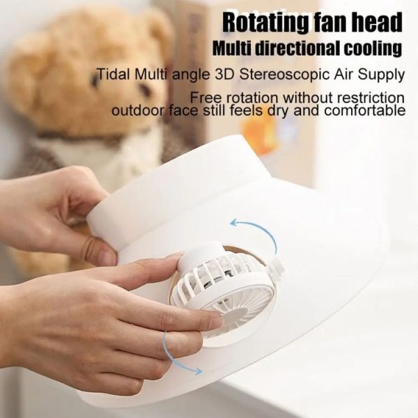 Summer Outdoor Sun Protection Adjustable Rotating Fan Sun Hat (White) - Image 8